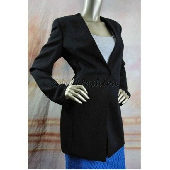 $3700 NWT AKRIS Stylish Black Long Light Wool Jacket Coat 8 - Picture 2 of 7